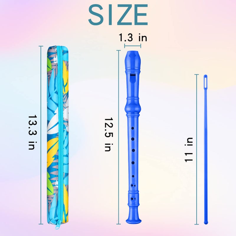 Yop-yes Soprano Recorder Instrument for Kids Beginners Student German Fingering C Key Recorder Instrument 3 Piece with Cleaning Rod and Bag Fingering Chart(Blue) - Image 2